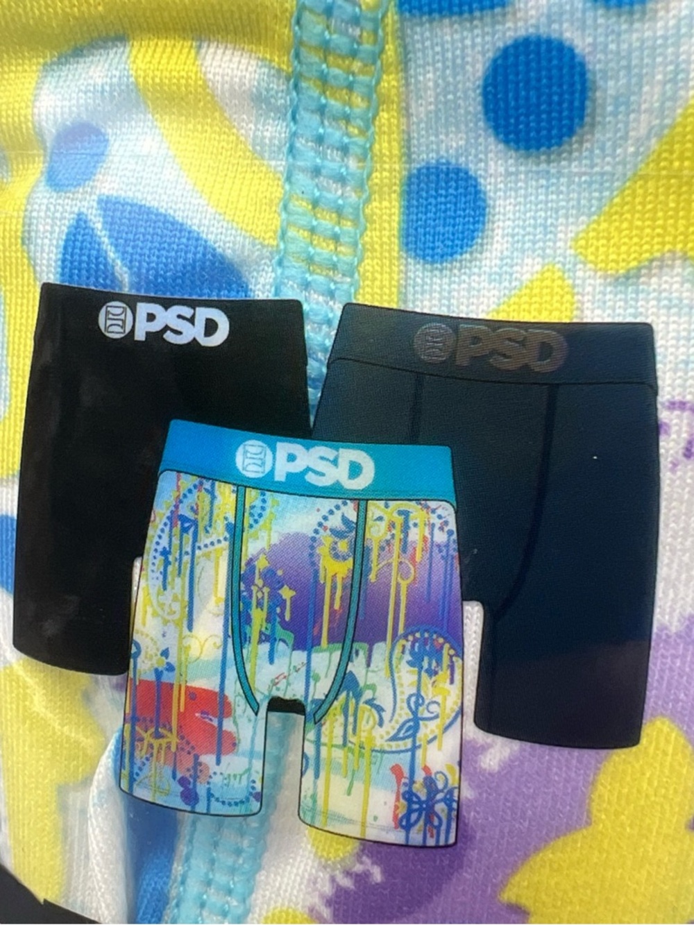 3 Pack! PSD 7" Inseam Graffiti Bandana Standard Premium Boxer Briefs, S, 28-30" - Picture 2 of 5